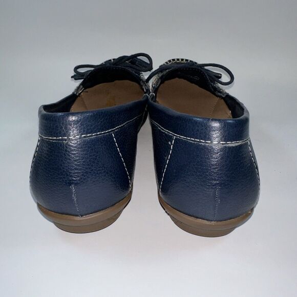 Hotter Shoes Women's 10 M Navy Blue Honiton Slip-On Loafers Leather Stitching - Picture 4 of 9